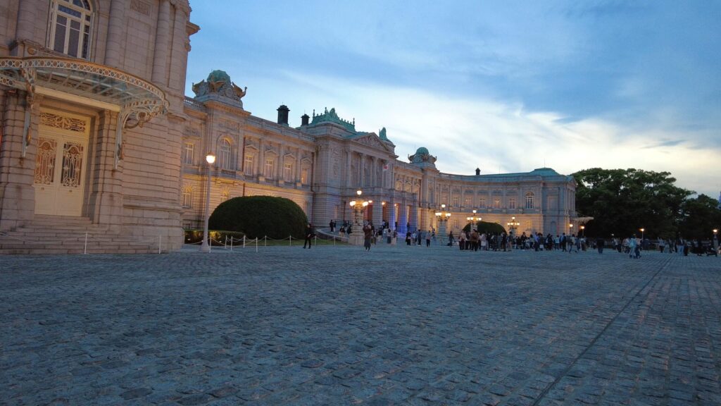 State Guest House, Akasaka Palace, front garden, illuminated